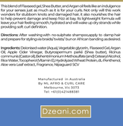This blend of Flaxseed gel, Shea Butter, and Argan oil feels like an indulgence for your senses just as much as it is for your curls- Dzeani -