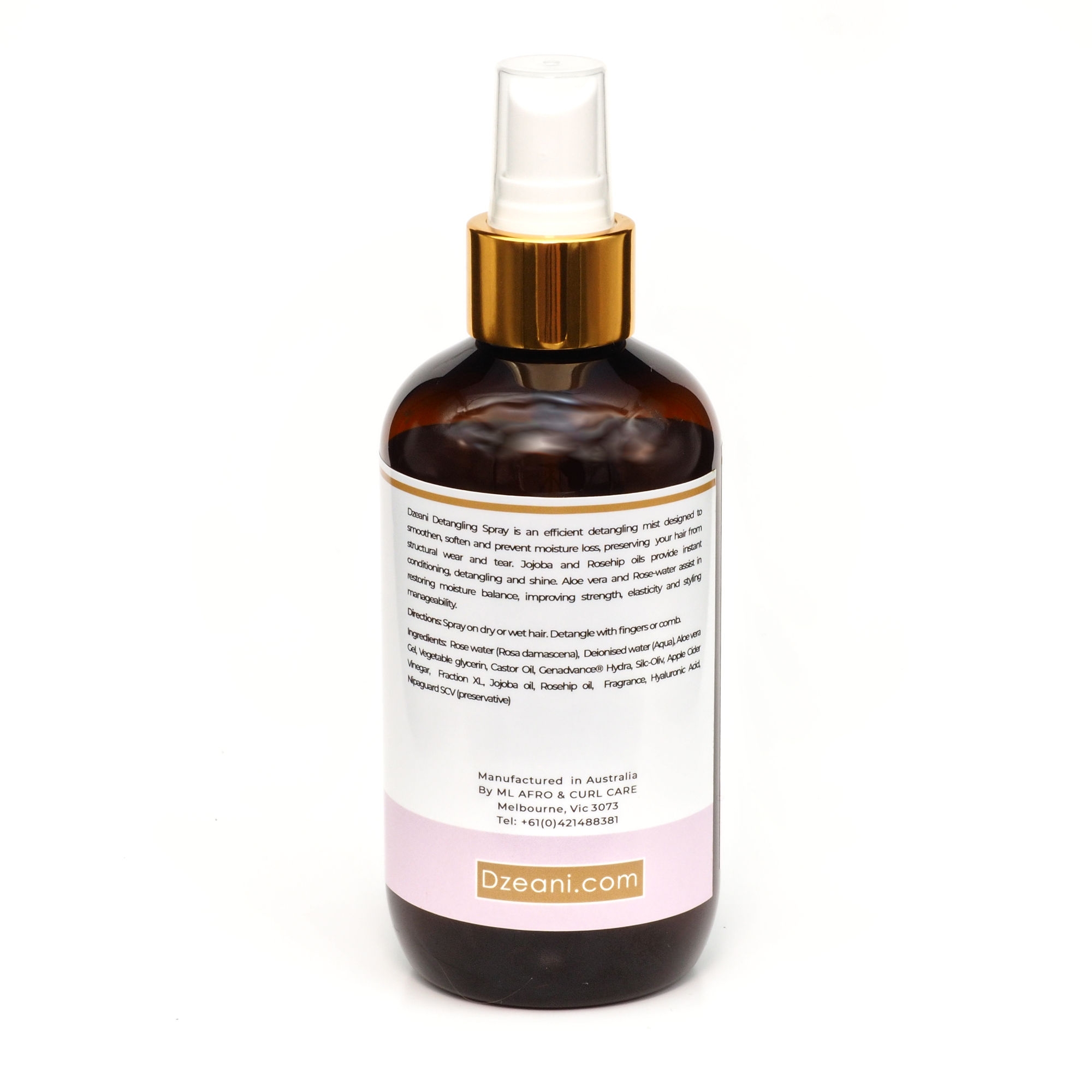 Dzeani Detangling Spray is an efficient detangling mist designed to smoothen, soften and prevent moisture loss, preserving your hair from structural wear and tear- Dzeani-