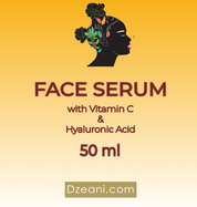 Dzeani Face Serum is formulated with Hyaluronic Acid & Vitamin C, resulting in improved moisture retention for firmer, more plump skin