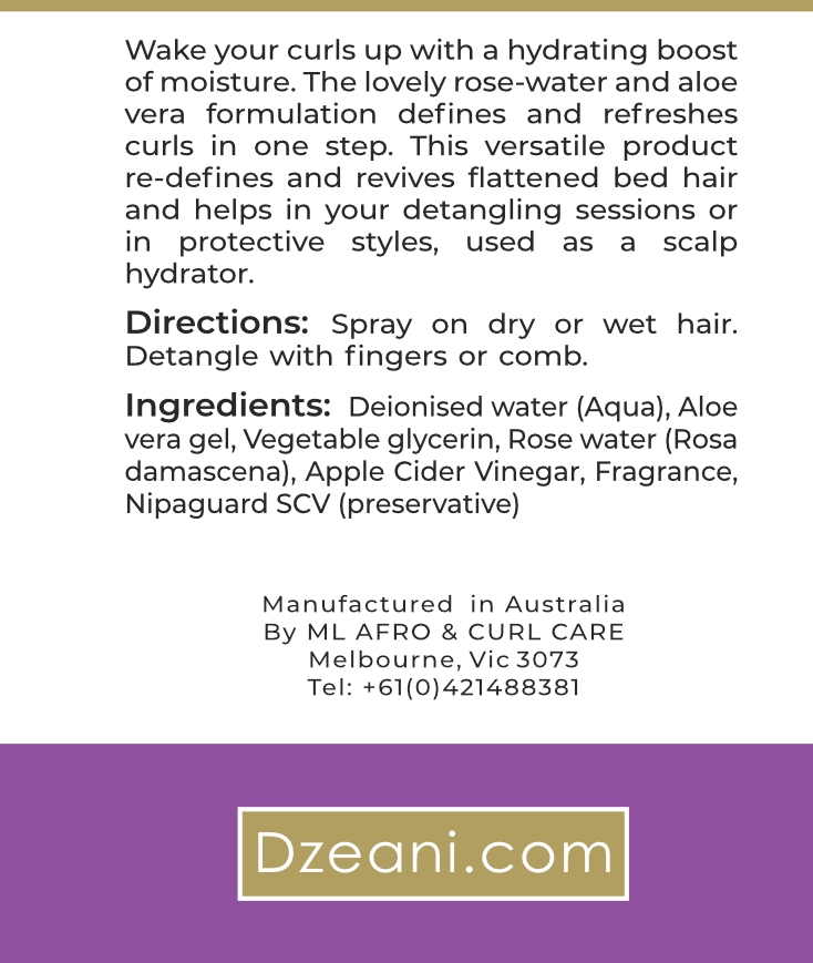 Wake your curls up with a hydrating boost of moisture in this amazing Hair Spay - Dzeani -